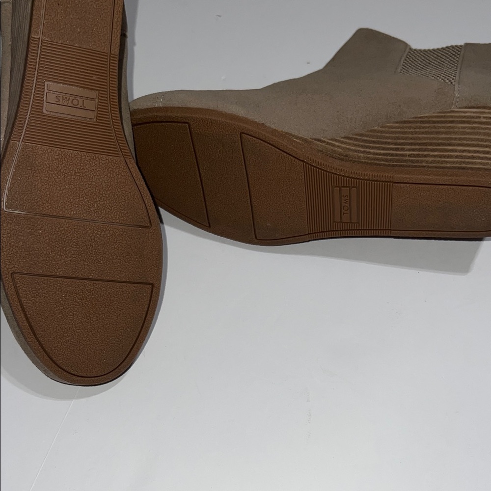 Toms Taupe Wedge Ankle Booties - Picture 7 of 9